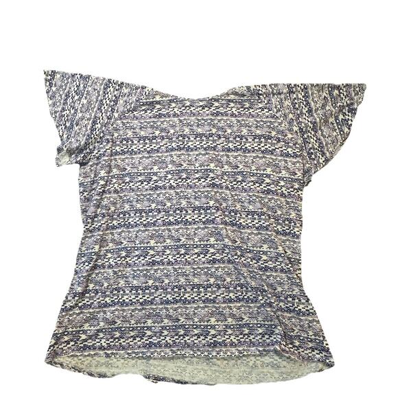 CW Classics Purple Geometric Print Flutter Sleeve Top Boho Style Women’s XL - Picture 2 of 5